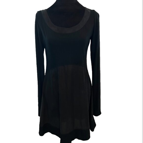AIKO Dress Jersey Silk Panel SZM Women's Norma Black LS Flows Light Minimalist - Picture 1 of 9